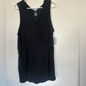 NWT SO. Black ribbed pull on romper crossover. XXL